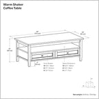 SIMPLIHOME Warm Shaker Solid Wood Transitional-Style 48-inch Wide Coffee Table - Image 14