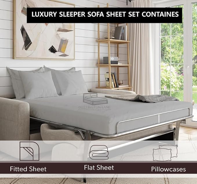 Cottington Lane Sleeper Sofa Sheets Queen Size, 4 Piece Premium Quality 100% - Image 6