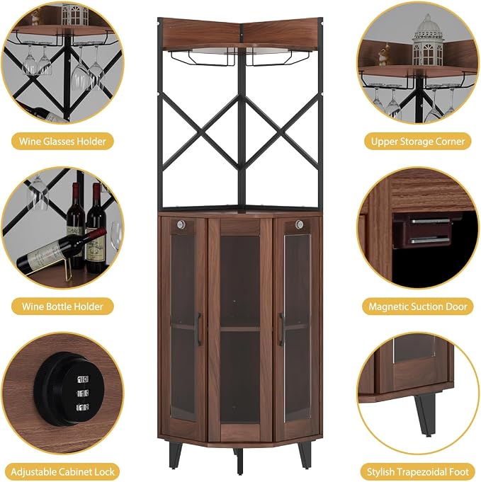 COCO DESIGN Corner Wine Cabinet - Image 8
