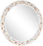 Tanmicoshomy Round Wall Mirror 30 Inch, Natural Brown Shell Framed Circle - Image 7