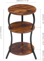 Vintage Small Round Side Table, 3-Tier Slim Waist Circular End Table - Image 3