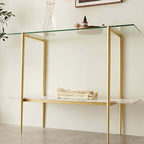 LumFurn Glass Console Table for Living Room, Foyer & Entrance, 2-Tiers - Image 5