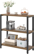 EXCEFUR Small Bookshelf, 3 Tier Short Low Book Shelf, Modern Metal and Wood - Image 8