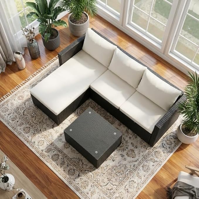 Shintenchi 4 Pieces Patio Furniture Sets, Outdoor Sofa Patio Sectional Sets All - Image 4