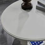 Solid Wood Oval End Table with Drawer and Storage Shelf, Antique White - Image 6