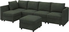 HONBAY Modular Sectional Sleeper Sofa Green Couch L Shaped Sectional Sofa - Image 9