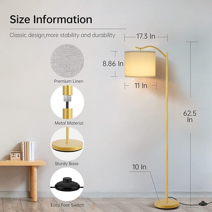BoostArea Floor Lamp for Living Room, LED Arched Standing Lamp, Tall Modern - Image 5