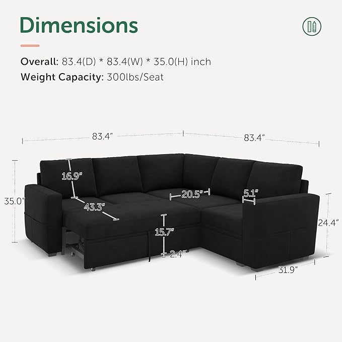 HONBAY Modular Sectional Sleeper Sofa - Image 2
