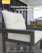HDPE 4 Piece Patio Furniture Set, All-Weather Outdoor Couch - Image 6