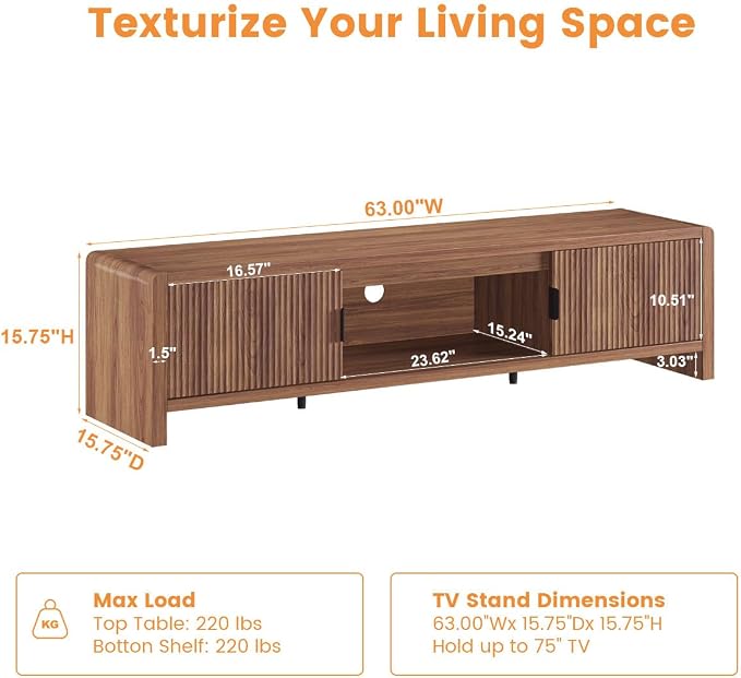 FATORRI TV Stand for 75/65/55 Inch TVs, Farmhouse Entertainment Center - Image 3