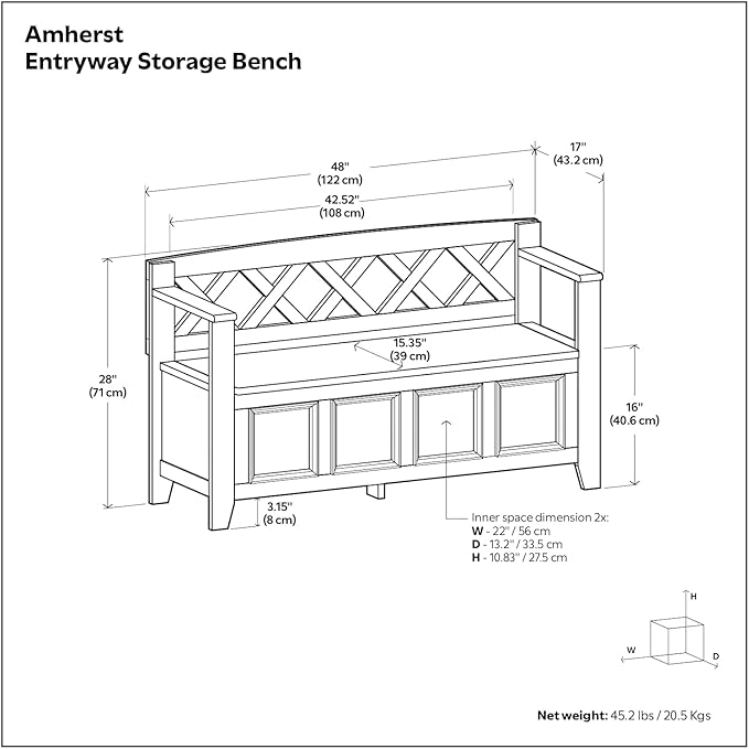 SIMPLIHOME Amherst Entryway Storage Bench - Image 3