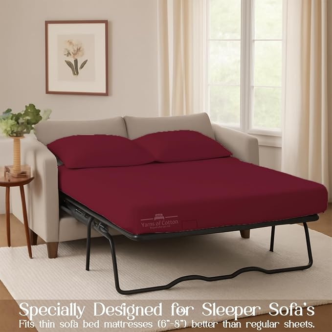 Sleeper Sofa Bed Sheet, 100% Cotton 400 Thread Count, 4 Piece Set, Deep Pocket - Image 3