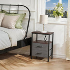 Huuger Nightstand with Charging Station, Fabric Drawers, End Table with Open - Image 2
