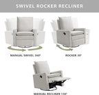 Oxford Baby Uptown Upholstered Glider Recliner Rocking Chair 360° Swivel - Image 4