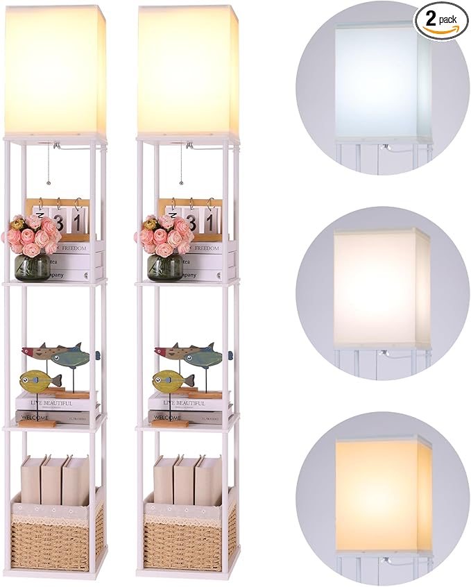 Gupuzm Floor Lamp with Shelves, 4 Layer Square Standing Lamp with 3 Color by GUPUZMproducesandsellslamp