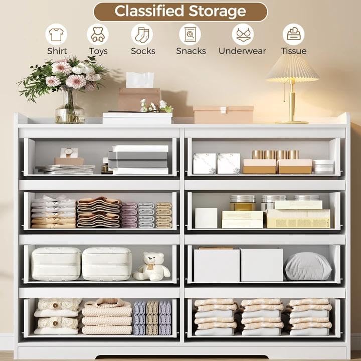 White Dresser for Bedroom, 8 Drawer Dresser Chests of Drawers - Image 4