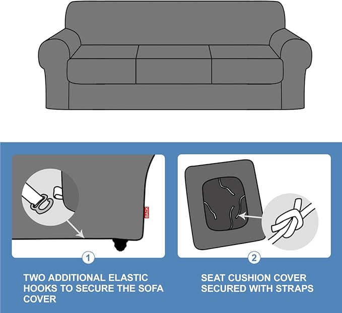 CUCRAF Cushion Sofa Cover 4 Piece Slipcovers, Soft Thick Velvet Couch Cover - Image 7