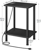 HOOBRO Side Table with Charging Station, End Table with USB Port and Outlets - Image 3
