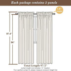 Chyhomenyc Semi Sheer Curtains 96 Inches Long 2 Panels - Image 5