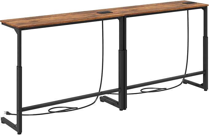 Kitstorack 2-Pack Rustic Brown Console Table, 7.9" Deep Panel, Adjustable by Kitstorack