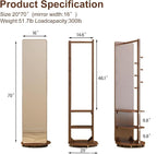 Muwuele Solid Wood Full Length Mirror Coat Rack, Floor Mirror - Image 6