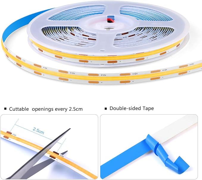 AIMENGTE Cabinet Light, LED Strip Lights, 6-in-1 12V COB Under Cabinet Lighting - Image 7