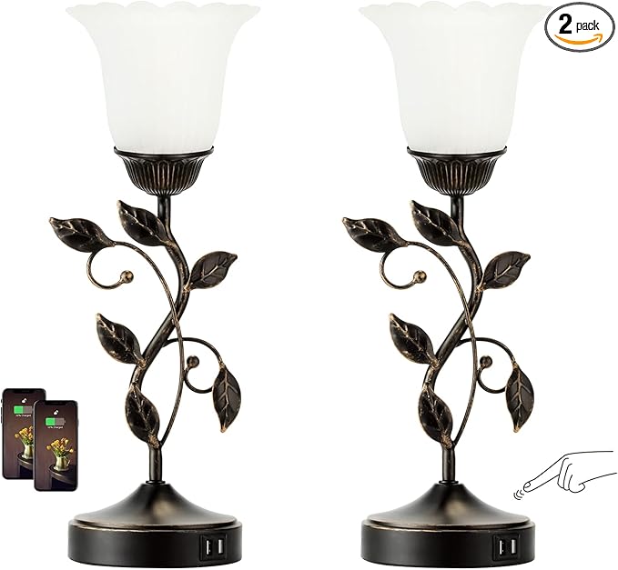 Set of 2 Touch Bedside Vintage Lamps by RORIANO