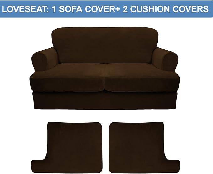 CUCRAF T Cushion Sofa Cover 3 Piece Loveseat Slipcovers, Soft Thick Velvet - Image 5