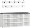 HOOBRO Shoe Storage Bench with Cushion, 39.4" L Entryway Bench with 12 Cubbies by HOOBRO