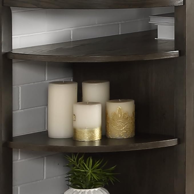 Transitional Grey 48-inch 7-Shelf Sofa Table Farmhouse Semi-Circle Rubberwood - Image 4