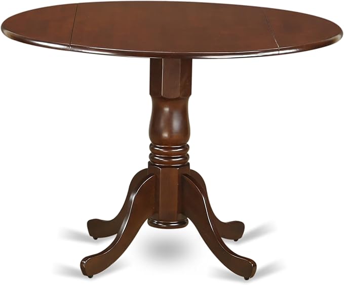 East West Furniture DLBO5-MAH-W 5 Piece Dining Room Table Set Includes a Round - Image 3