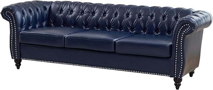 Mid-Century 2 Seater Sofa, Faux Leather Loveseat - Image 7