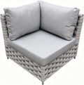 TWT Khaki Gray Left Arm Outdoor Sofa, Modular Patio Chair by TWT
