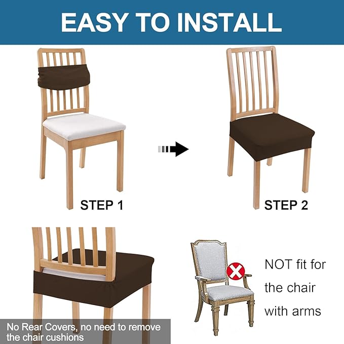 Smiry Waterproof Seat Covers for Dining Room Chairs Set of 10, Stretch Jacquard - Image 5