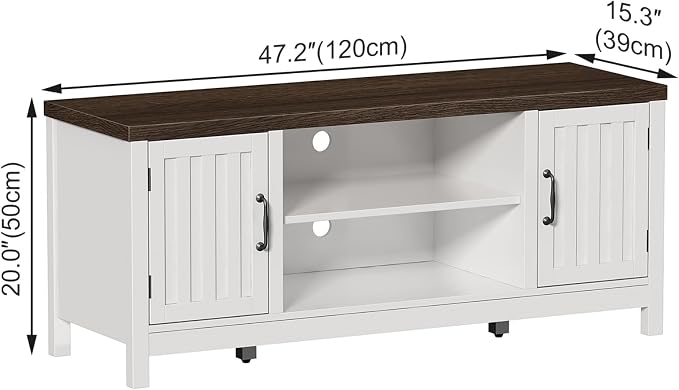 ChooChoo Farmhouse TV Stand, Wood Fluted Door Entertainment Center - Image 3