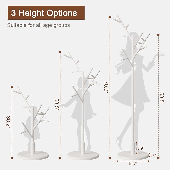 Muwuele Coat Rack, Solid Wood Coat Rack Freestanding - Image 5