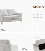 Kingfun 56" Chenille Sofa, Loveseat Couch, Mid Century Modern Love Seat Couches - Image 8