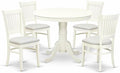 East West Furniture ANVA5-LWH-C 5 Piece Dining Room Table Set Includes a Round by EastWestFurniture