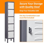 Metal Locker with 5 Doors, 5 Tier Locker Steel Employees Lockers, Tall Steel - Image 5