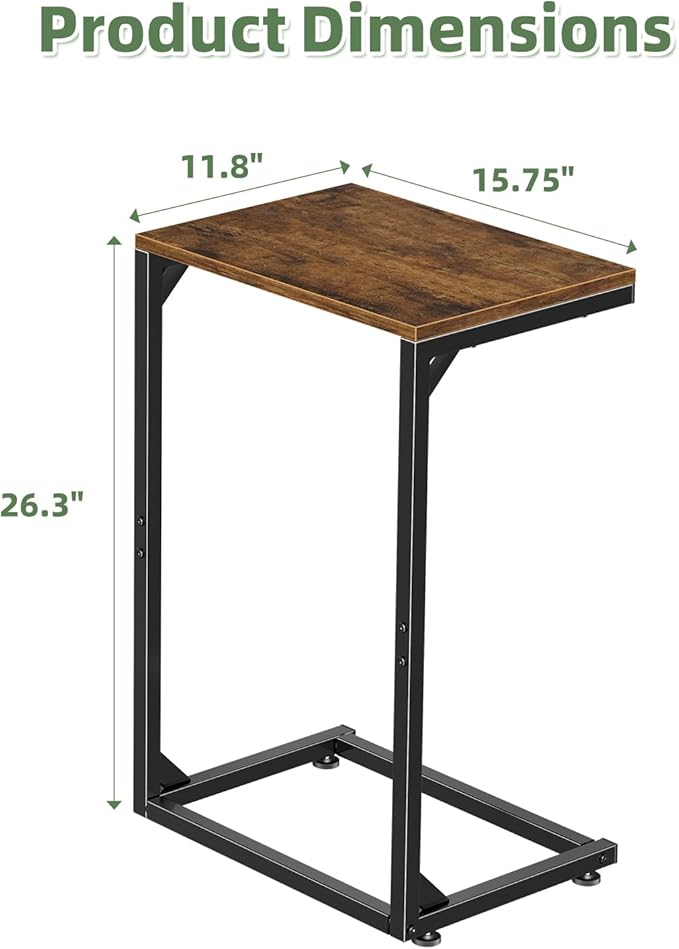 Simple Trending C Shaped Side Table, Small End Table Set of 2, TV Trays Sofa - Image 3