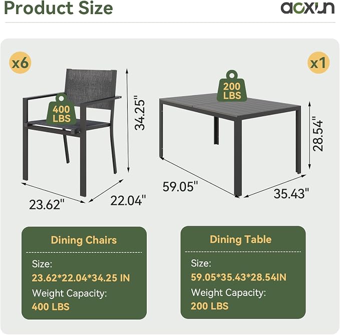 Aoxun 7-Piece Patio Table and Chairs Set - Image 2