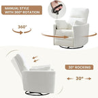 Manual Recliner 360°Swivel Rocking Chair, Nursery Rocking Glider Chair - Image 4