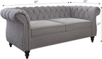 2 Piece Living Room Set, Velvet Chesterfield Sofa Loveseat Couch - Image 7