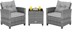 COSTWAY 3-Piece Patio Furniture Set, Outdoor Wicker Rattan Sofa by COSTWAY