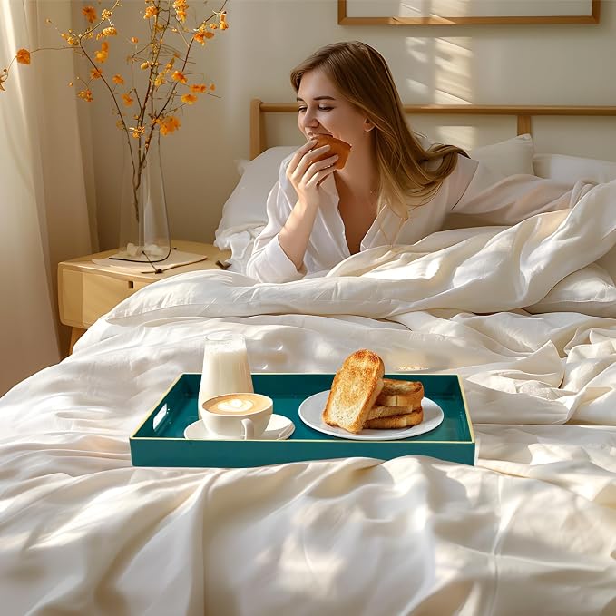 MAONAME Teal Serving Tray with Handles, Modern Decorative Tray - Image 6
