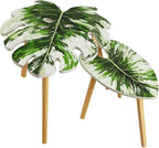 BAMEOS Monstera Leaf Nesting Tables Set of 2, Small Side Tables f Set by BAMEOS