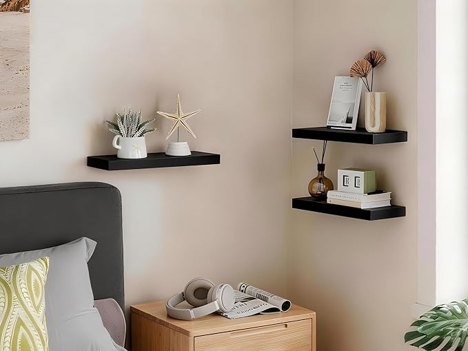 BAYKA Floating Shelves for Wall, Wall Mounted Rustic Wood Shelves for Bathroom - Image 5
