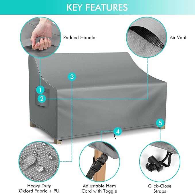 WLEAFJ Patio Sofa Cover Waterproof, 3-Seater Outdoor Sofa, Heavy Duty Deep - Image 3