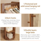 WoodsWhisper Full Length Mirror Coat Rack Solid Wood Floor Mirror 66"x12" Full - Image 6