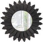 Emfogo Wall Mirror 12 inch Rustic Wood Sunburst Boho Mirror Farmhouse Wall by Emfogo